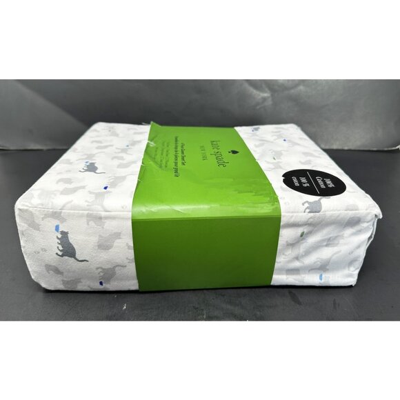 KATE SPADE CATS Cotton QUEEN 4 Piece Sheet Set NEW Grey Gray Kittens Kitties - Picture 6 of 7